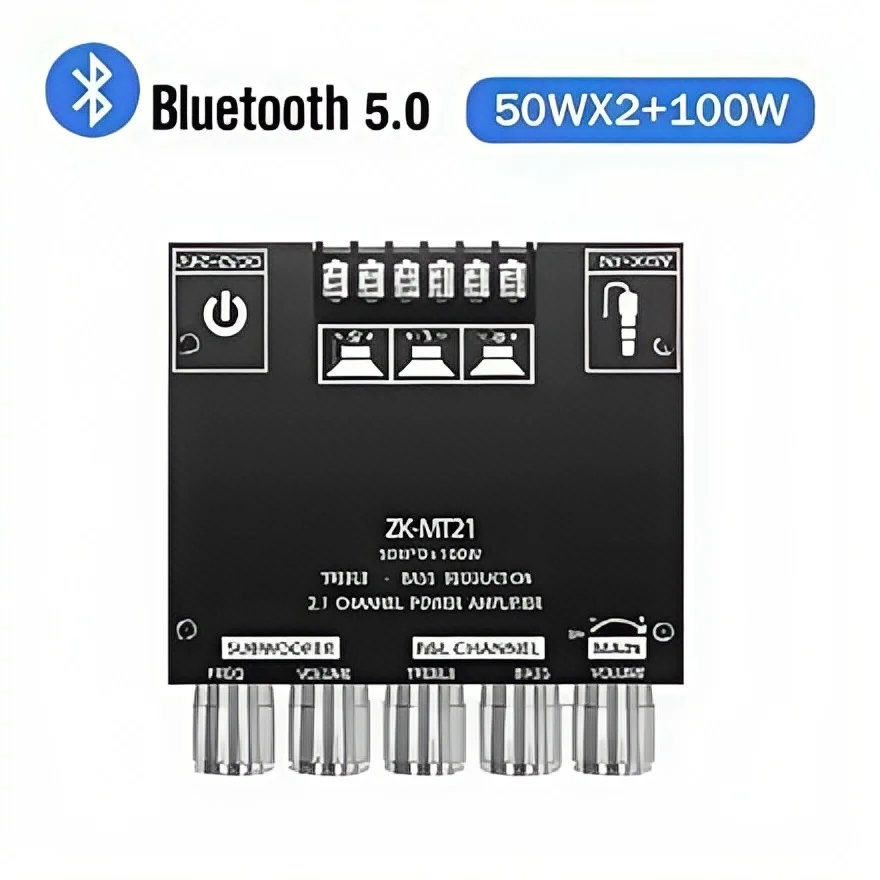 Плата усилителя ZK-MT21 Bluetooth 5.0 — чип CS8673E, 2,1-канальная стереосистема (50 Вт × 2 + сабвуфер 100 Вт) с входом AUX, усиление басов
Плата усилителя ZK-MT21 Bluetooth 5.0 — чип CS8673E, 2,1-канальная стереосистема (50 Вт × 2 + сабвуфер 100 Вт) с входом AUX, усиление басов