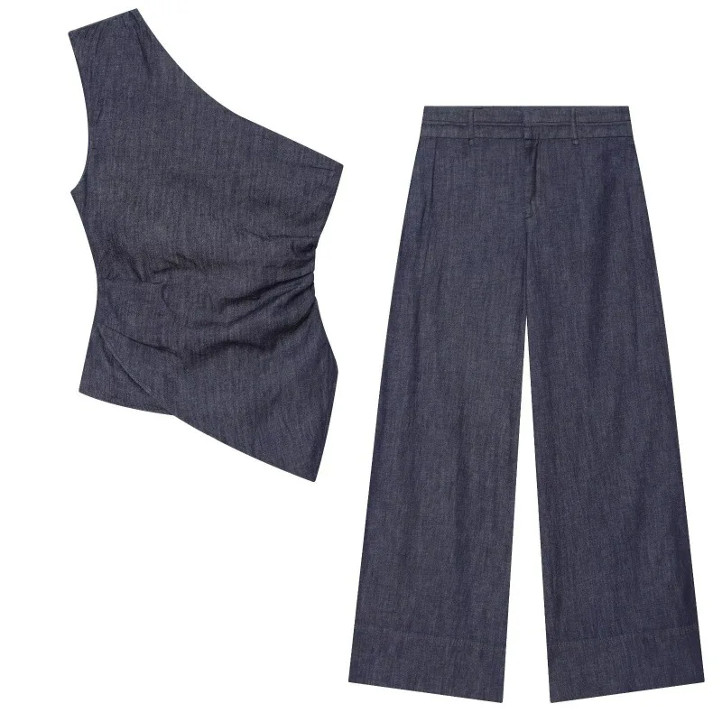 Withered Slanted Shoulder Pleated Asymmetrical Top And Pants Woman Clothes Pant Sets New Two Piece Set Women's
Withered Slanted Shoulder Pleated Asymmetrical Top And Pants Woman Clothes Pant Sets New Two Piece Set Women's