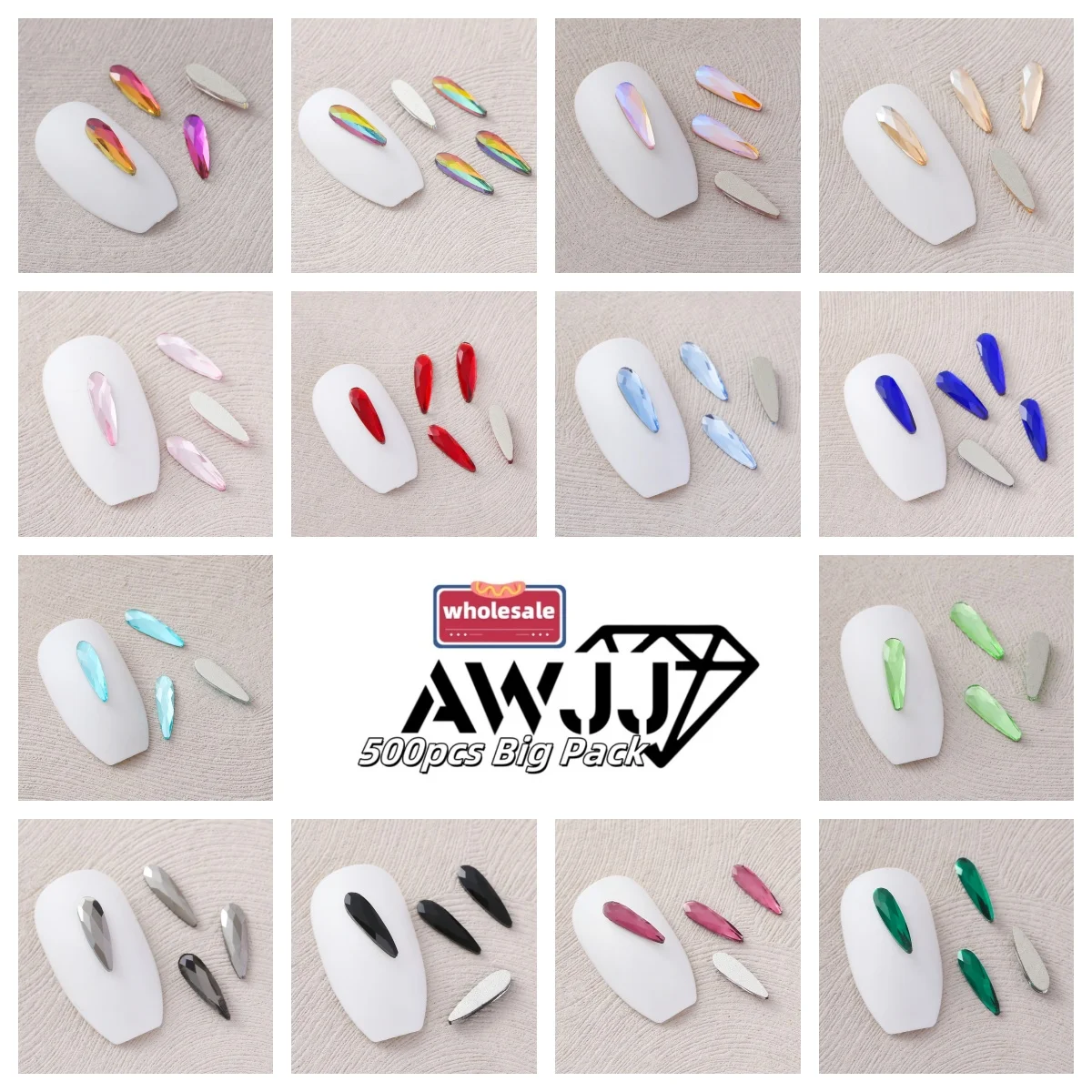AWJJ 500pcs/pack 3x10mm Drop-Shaped Glue-ON Nail Art Rhinestone Ultra Fine Nail Diamonds for Stunning Manicure wholesale
AWJJ 500pcs/pack 3x10mm Drop-Shaped Glue-ON Nail Art Rhinestone Ultra Fine Nail Diamonds for Stunning Manicure wholesale