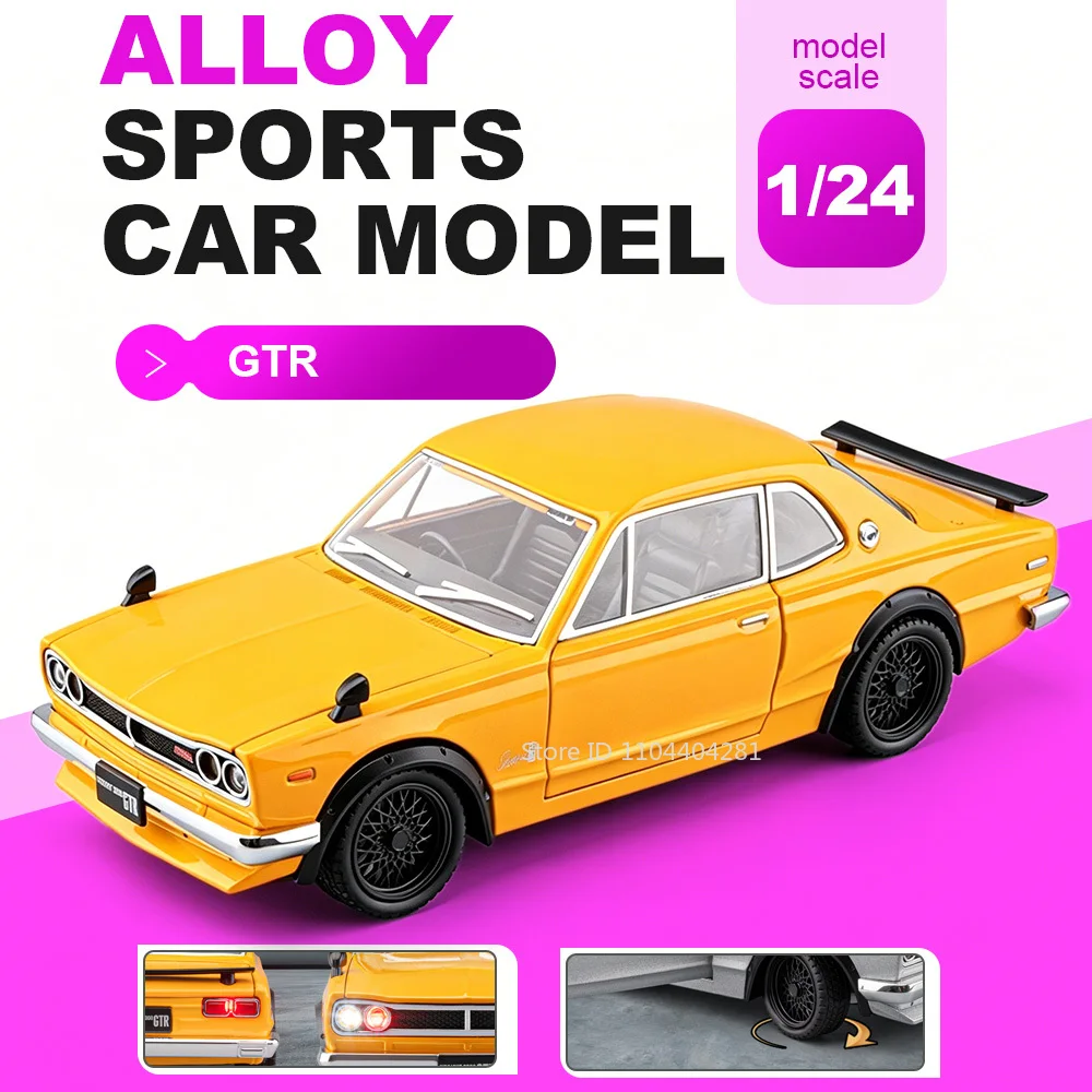 Модель автомобиля Skyline GTR R34 в масштабе 1:24, литая из сплава, с открывающимися дверями, поворотными передними колесами, звуком и светом, инерционная машинка, коллекционная модель для мальчиков
Модель автомобиля Skyline GTR R34 в масштабе 1:24, литая из сплава, с открывающимися дверями, поворотными передними колесами, звуком и светом, инерционная машинка, коллекционная модель для мальчиков