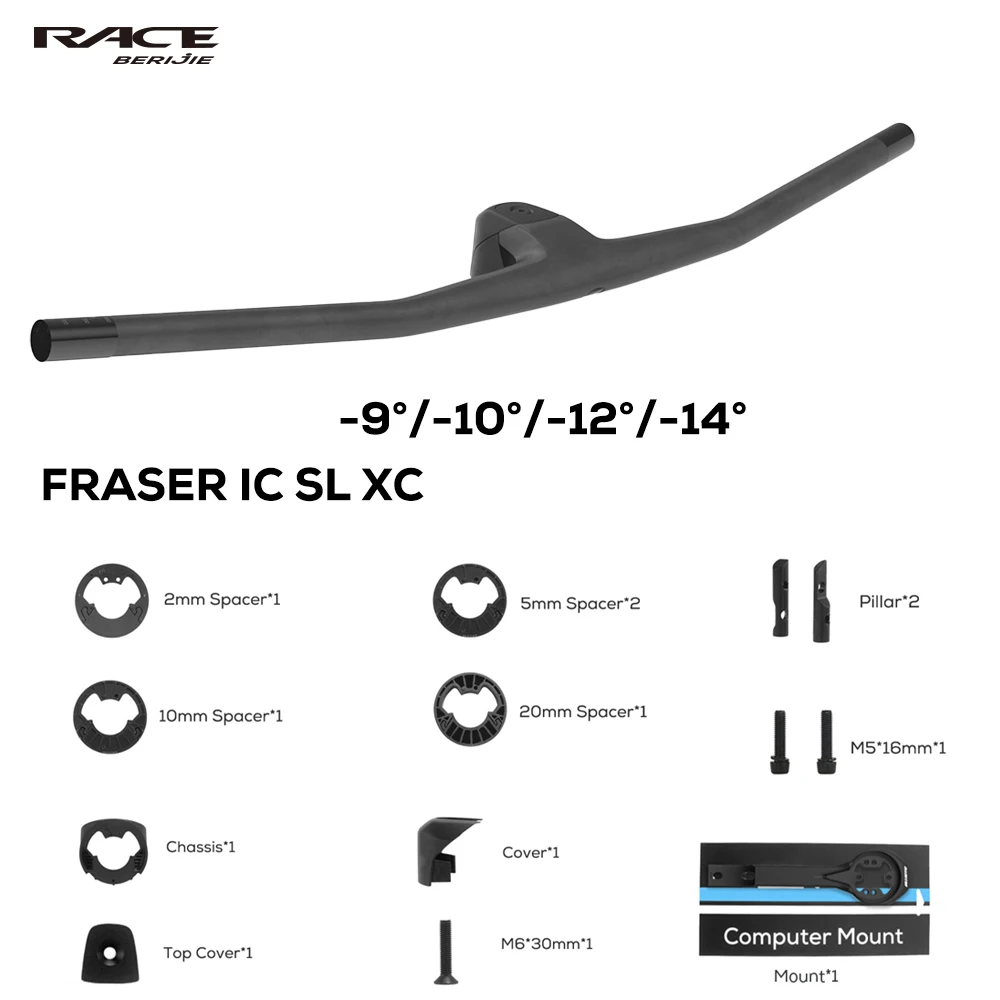 RACE Carbon MTB Handlebar FRASER IC SL XC For Sparks,-9°-10° -12° -14°,Full Carbon Fiber Integrated Cockpit XC Bar,50/60/70/80mm
RACE Carbon MTB Handlebar FRASER IC SL XC For Sparks,-9°-10° -12° -14°,Full Carbon Fiber Integrated Cockpit XC Bar,50/60/70/80mm