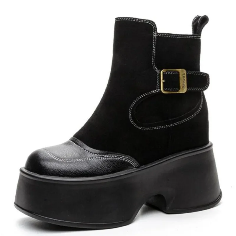 11CM Suede Cow Genuine Leather Spring Autumn British Motorcycle Fashion Leopard ZIP Ankle Boots Platform Wedge Flats Women Shoes
11CM Suede Cow Genuine Leather Spring Autumn British Motorcycle Fashion Leopard ZIP Ankle Boots Platform Wedge Flats Women Shoes