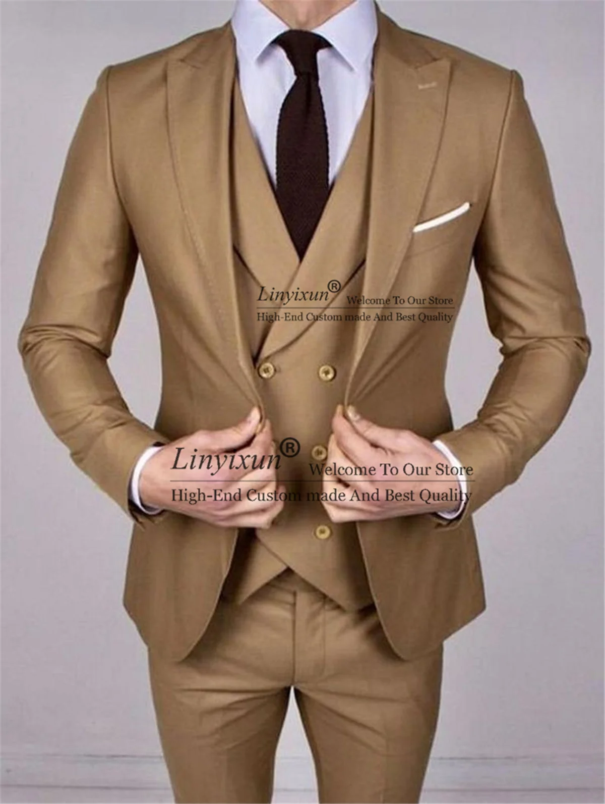 Brown Suit For Men Slim Fit Peaked Lapel Groom Wedding Tuxedos 3 Pieces Set Male Business Blazer Pants Outfit Costume Homme
Brown Suit For Men Slim Fit Peaked Lapel Groom Wedding Tuxedos 3 Pieces Set Male Business Blazer Pants Outfit Costume Homme