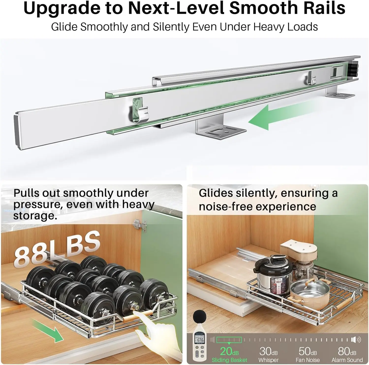 Pull Out Cabinet Organizer,Heavy Duty Smooth Sliding Under Cabinet Shelves For Pots And Pans,Roll Out Drawers With Thickened
Pull Out Cabinet Organizer,Heavy Duty Smooth Sliding Under Cabinet Shelves For Pots And Pans,Roll Out Drawers With Thickened