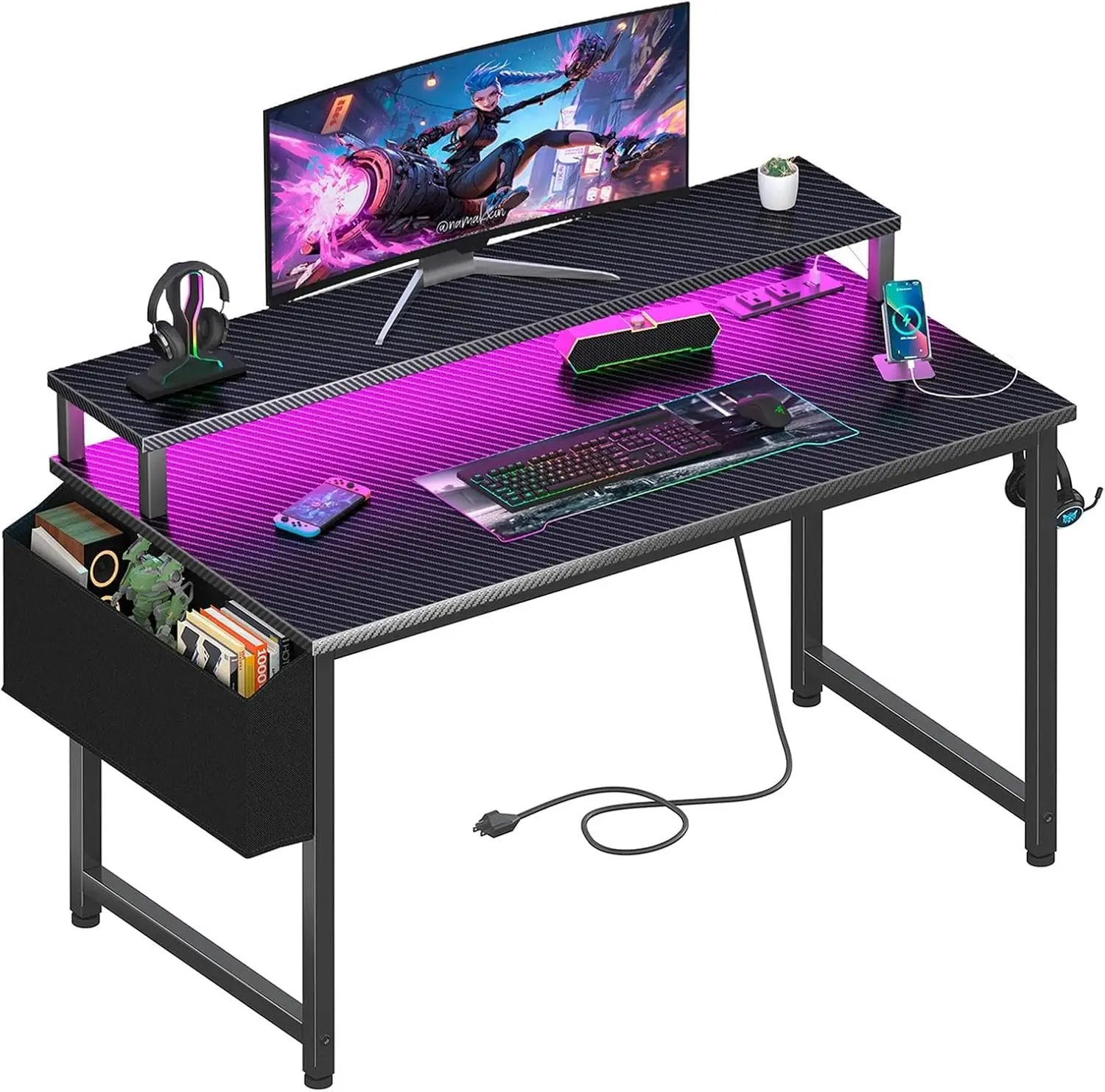 Gaming Desk Wood 40 Inch with Power Outlets, with LED Lights All Seasons Black
Gaming Desk Wood 40 Inch with Power Outlets, with LED Lights All Seasons Black