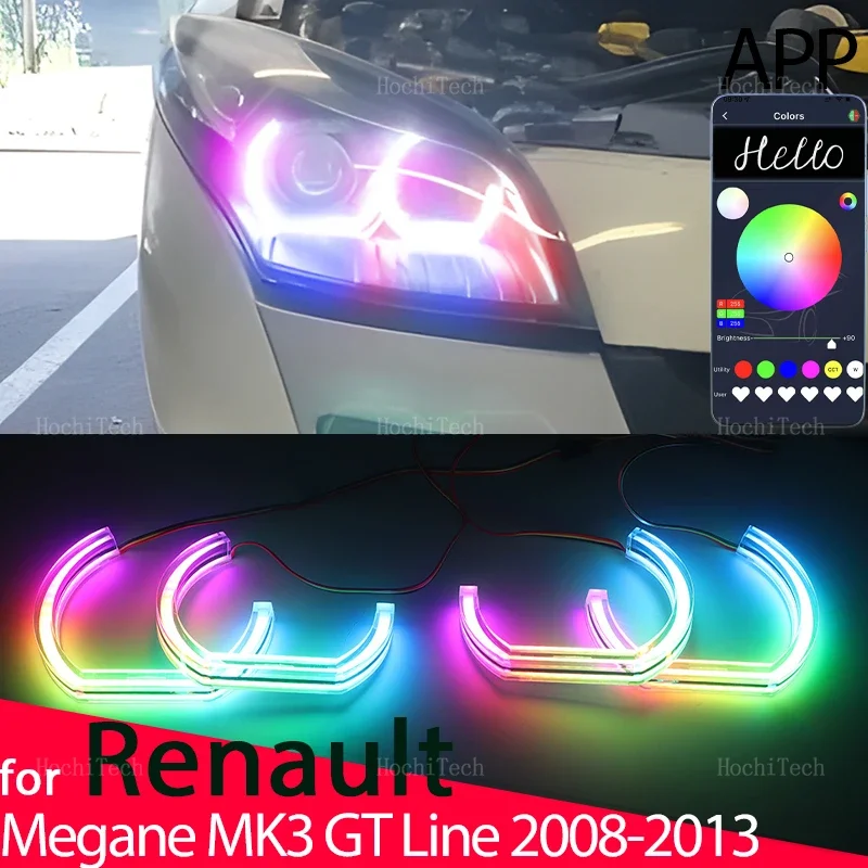RGB colorful Dynamic light Angel Eyes Rings Led APP control DRL Turn signal Light for Renault Megane MK3 GT Line 2008-2013
RGB colorful Dynamic light Angel Eyes Rings Led APP control DRL Turn signal Light for Renault Megane MK3 GT Line 2008-2013
