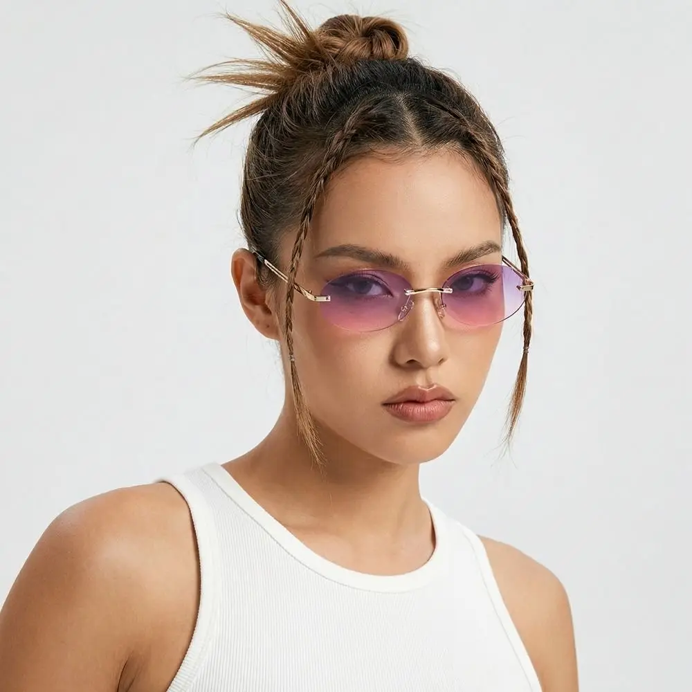 Vintage Frameless Sunglasses Metal Gradient Trendy Fashion Sunglasses Retro Solid Color Rimless Oval Sunglasses Beachwear
Vintage Frameless Sunglasses Metal Gradient Trendy Fashion Sunglasses Retro Solid Color Rimless Oval Sunglasses Beachwear