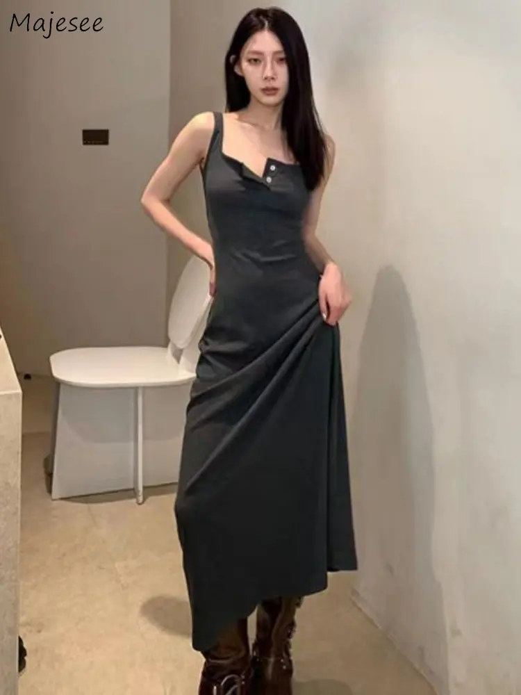 Straps Dresses Women Pure Loose Temper Summer Ankle-length Sleeveless Sexy Fashion Korean Style Chic Casual Elegant Females Ins
Straps Dresses Women Pure Loose Temper Summer Ankle-length Sleeveless Sexy Fashion Korean Style Chic Casual Elegant Females Ins