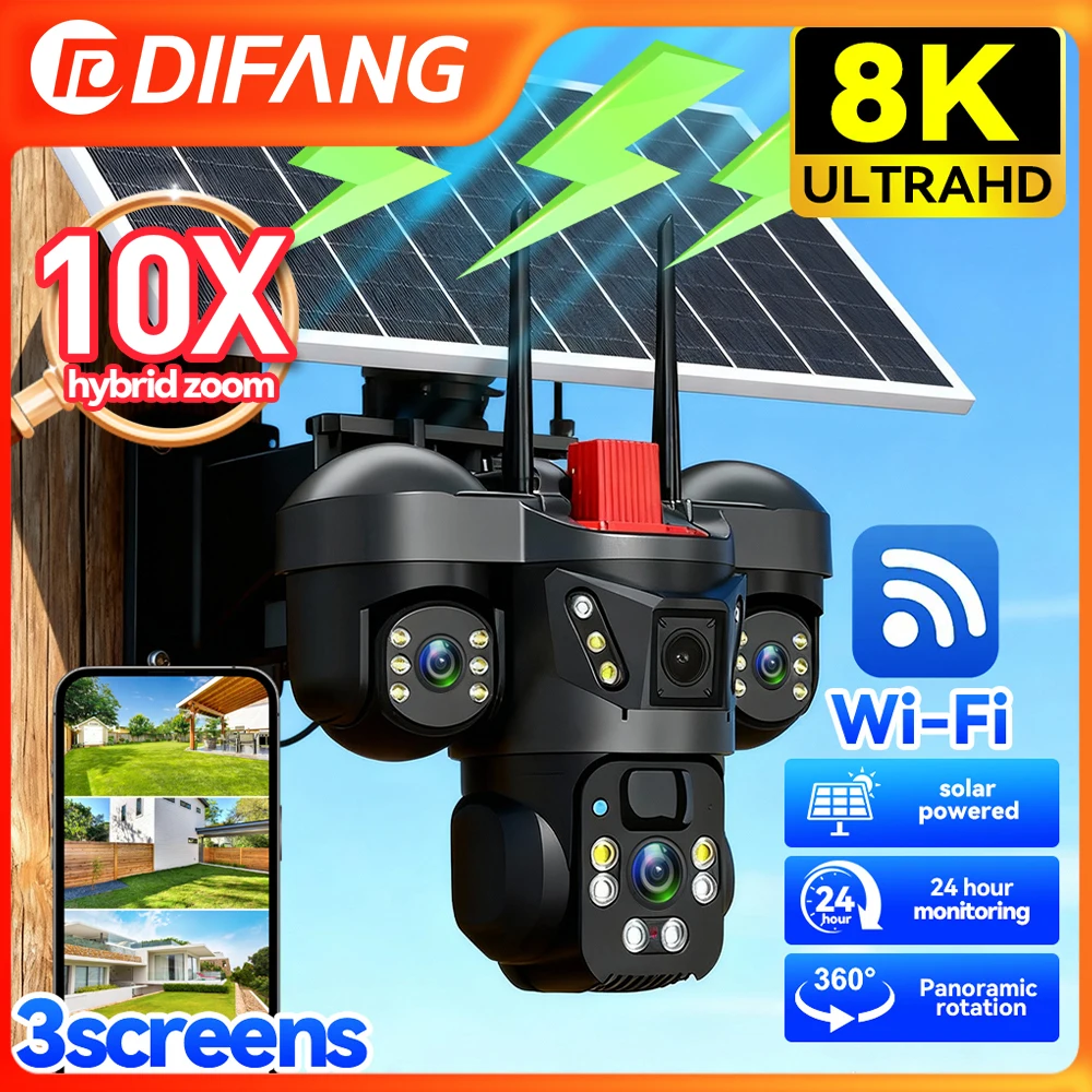 V380 Pro 20MP Wireless Solar Security Camera WiFi/4G 10x Digital Zoom Solar CCTV 3 Camera Triple Screen Built 8000mAh Battery
V380 Pro 20MP Wireless Solar Security Camera WiFi/4G 10x Digital Zoom Solar CCTV 3 Camera Triple Screen Built 8000mAh Battery