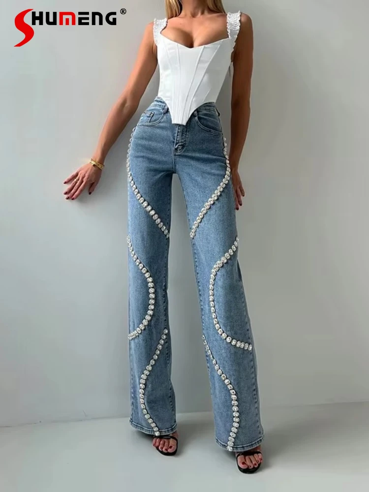 Fashion Personalized Jeans Women's 2025 Spring New Trendy Denim Pants Female Rhinestone Splicing Design Denim Straight Trousers
Fashion Personalized Jeans Women's 2025 Spring New Trendy Denim Pants Female Rhinestone Splicing Design Denim Straight Trousers