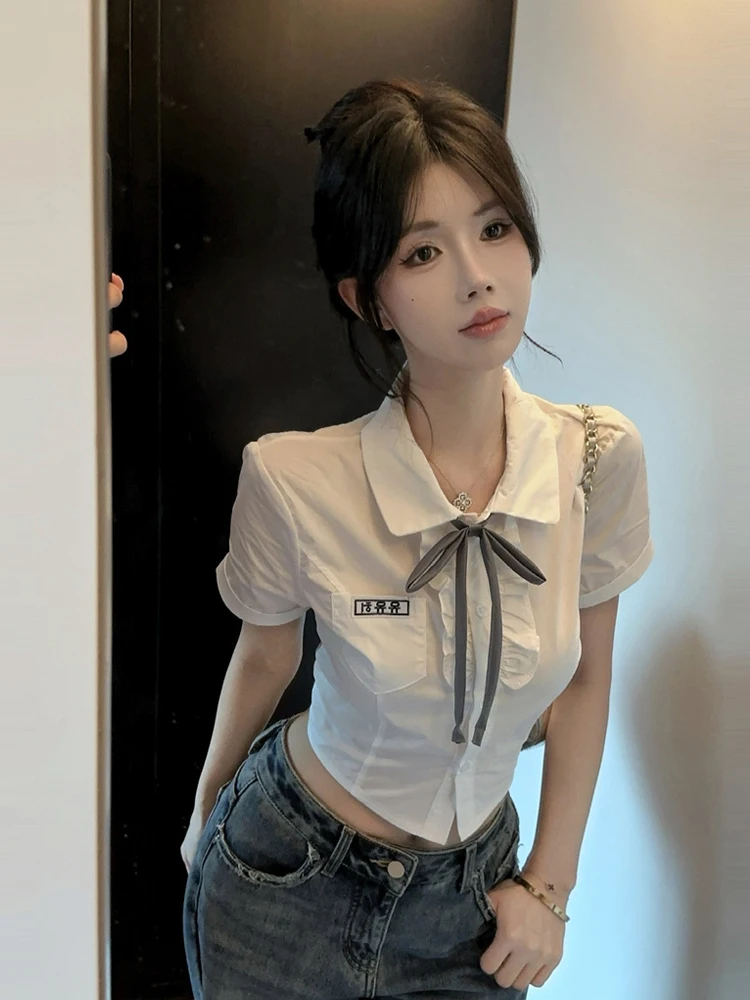 Sweet Short Sleeve Neck Shirt College Style Versatile Single Button Design Summer White Top for Girls Skin Friendly Brea...
Sweet Short Sleeve Neck Shirt College Style Versatile Single Button Design Summer White Top for Girls Skin Friendly Brea...