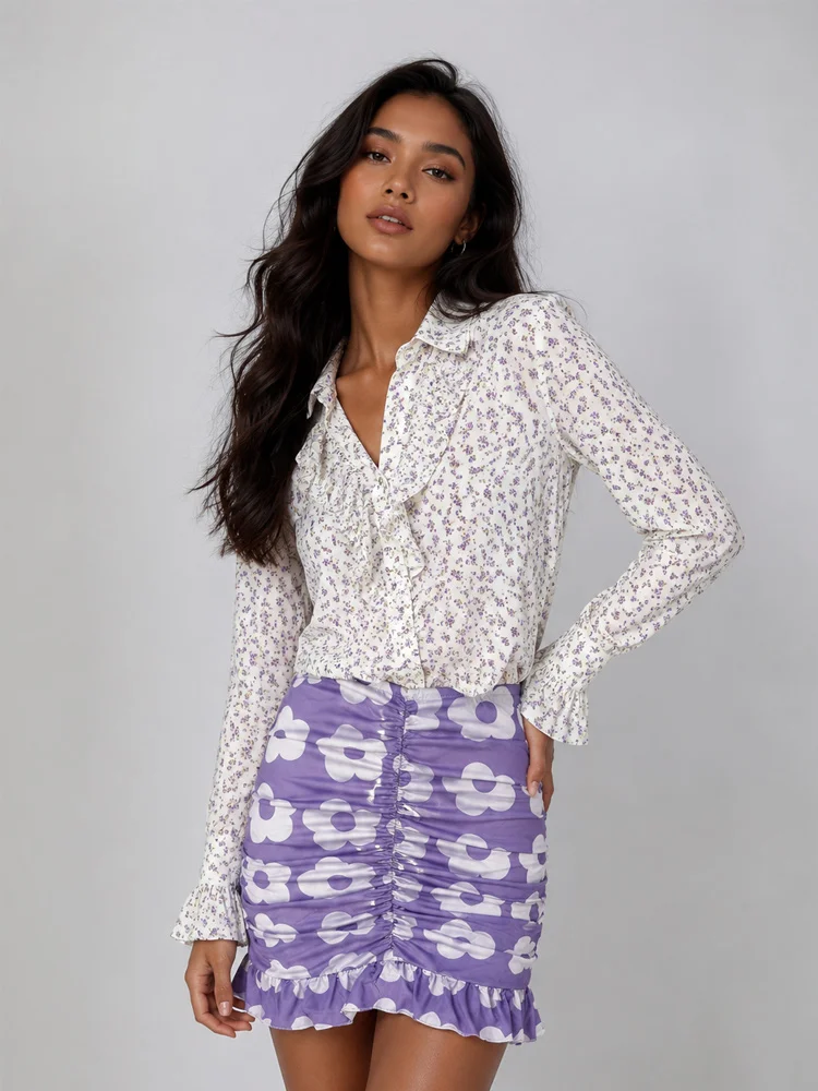 Summer Retro Purple Flower Women's High Waist Ruffle Front Hemp Tight Street Style Short Bottom Borderless Skirt
Summer Retro Purple Flower Women's High Waist Ruffle Front Hemp Tight Street Style Short Bottom Borderless Skirt