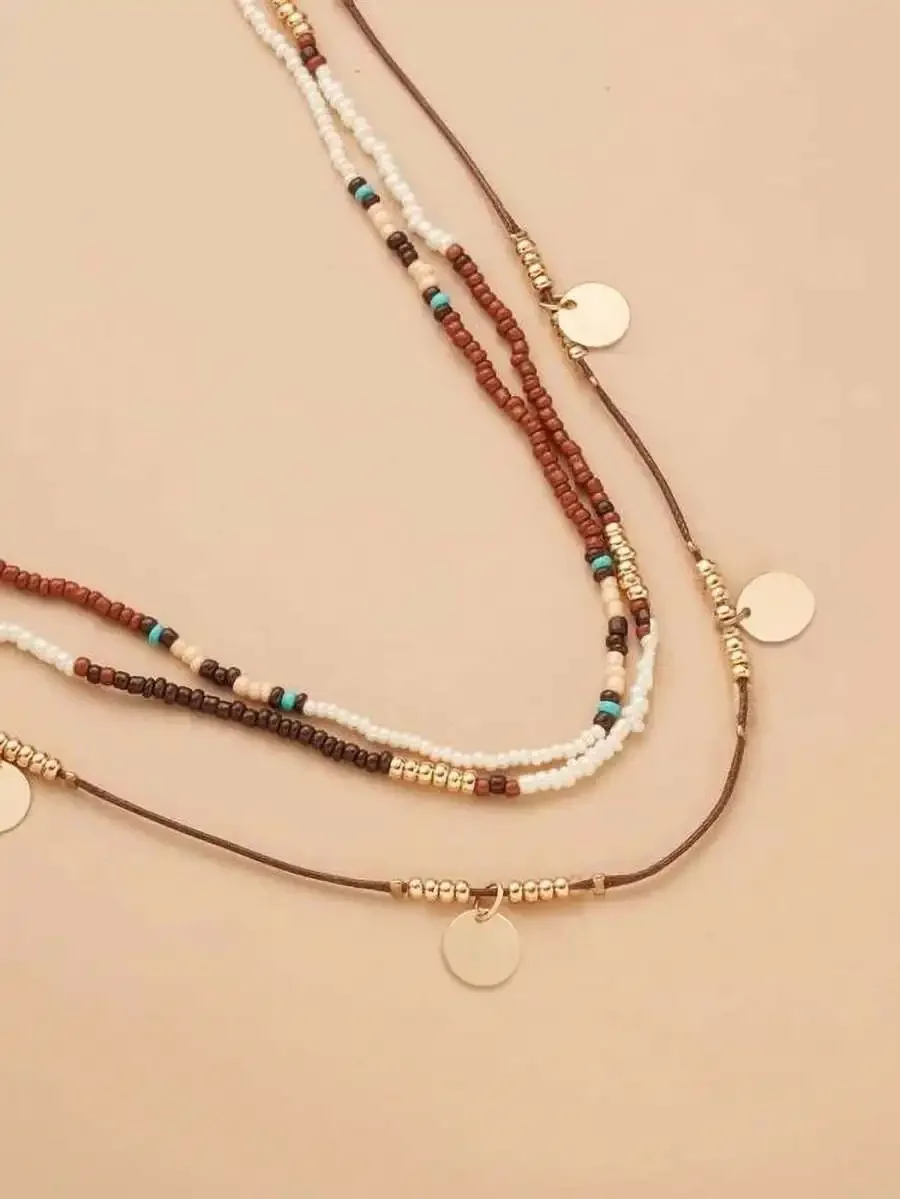 3-Layer Handmade Seed Bead Woven Necklace With Disc Pendant
3-Layer Handmade Seed Bead Woven Necklace With Disc Pendant
