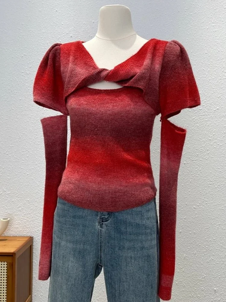 Vintage Y2k Gradient Sweater Fall/Winter High Quality Fashion Hollow Sexy Pullover Sweater With Sleeves Slim Elegant Top Women
Vintage Y2k Gradient Sweater Fall/Winter High Quality Fashion Hollow Sexy Pullover Sweater With Sleeves Slim Elegant Top Women