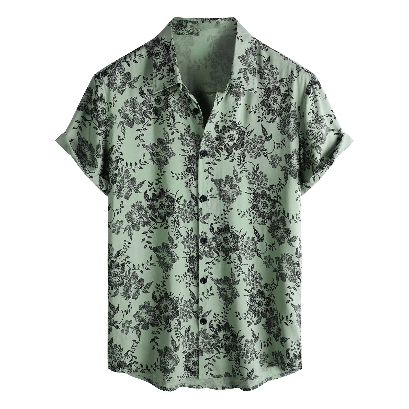 3D Digital Printed Men's Short Sleeved Shirt - Retro Flower Pattern 6