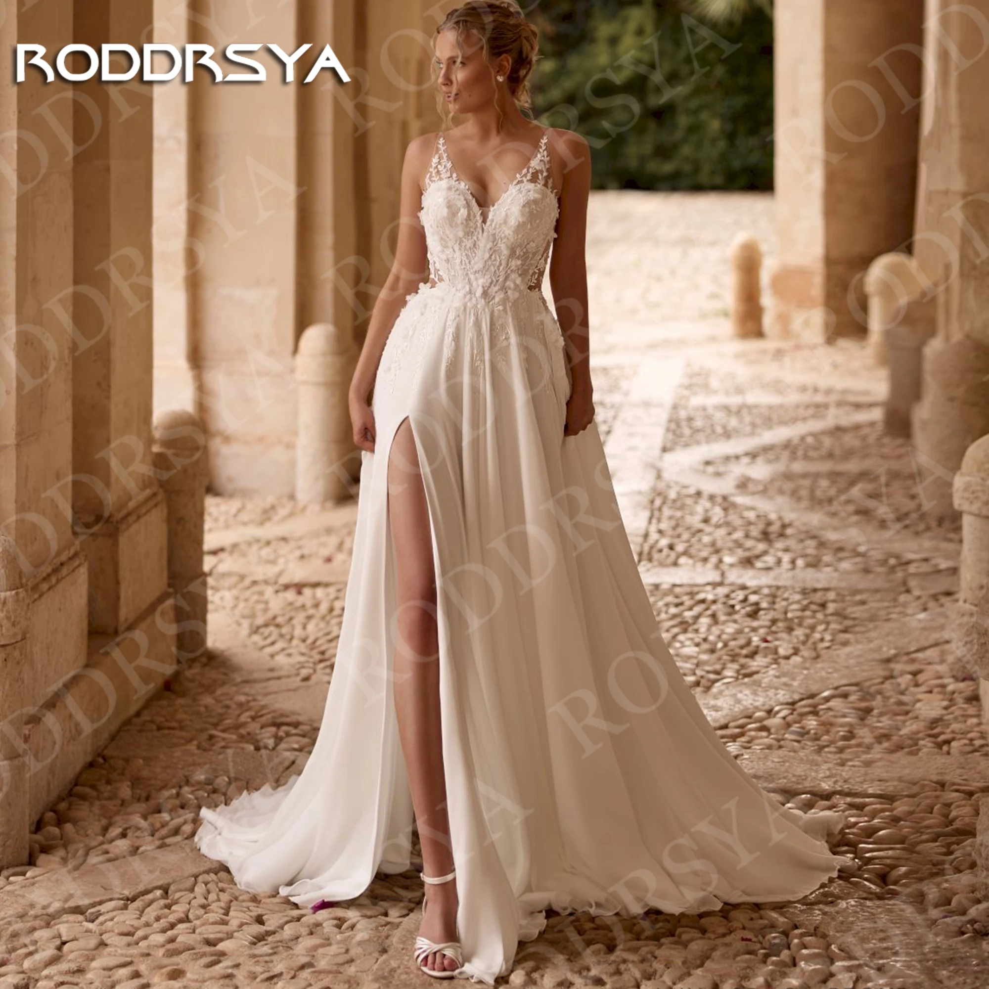 RODDRSYA Boho Chiffon Wedding Dresses V Neck Spaghetti Strap Vintage Appliques Lace A Line Open Back Bridal Dress Customized
RODDRSYA Boho Chiffon Wedding Dresses V Neck Spaghetti Strap Vintage Appliques Lace A Line Open Back Bridal Dress Customized