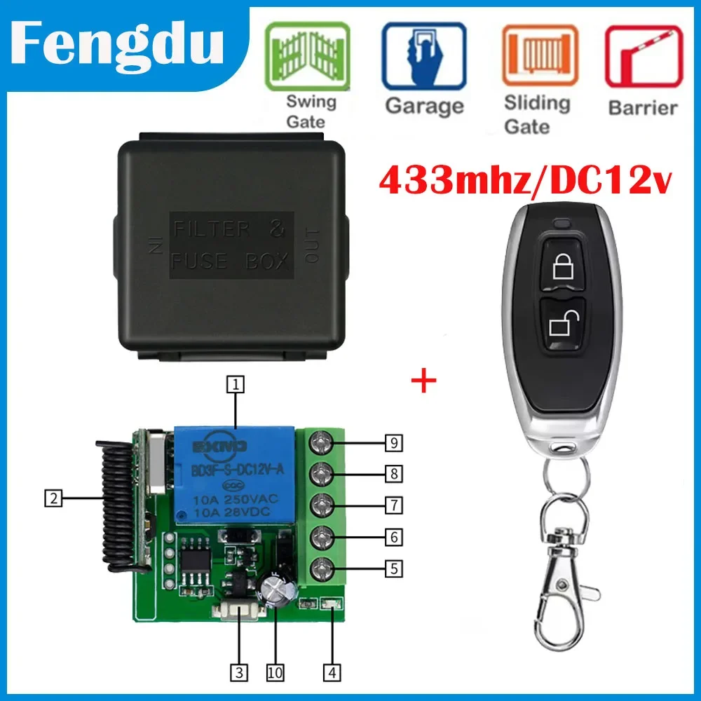 12V 24V 433Mhz Universal Garage Door Control 10A Relay Receiver Module On Off Transmitter For LED Access Door System
12V 24V 433Mhz Universal Garage Door Control 10A Relay Receiver Module On Off Transmitter For LED Access Door System
