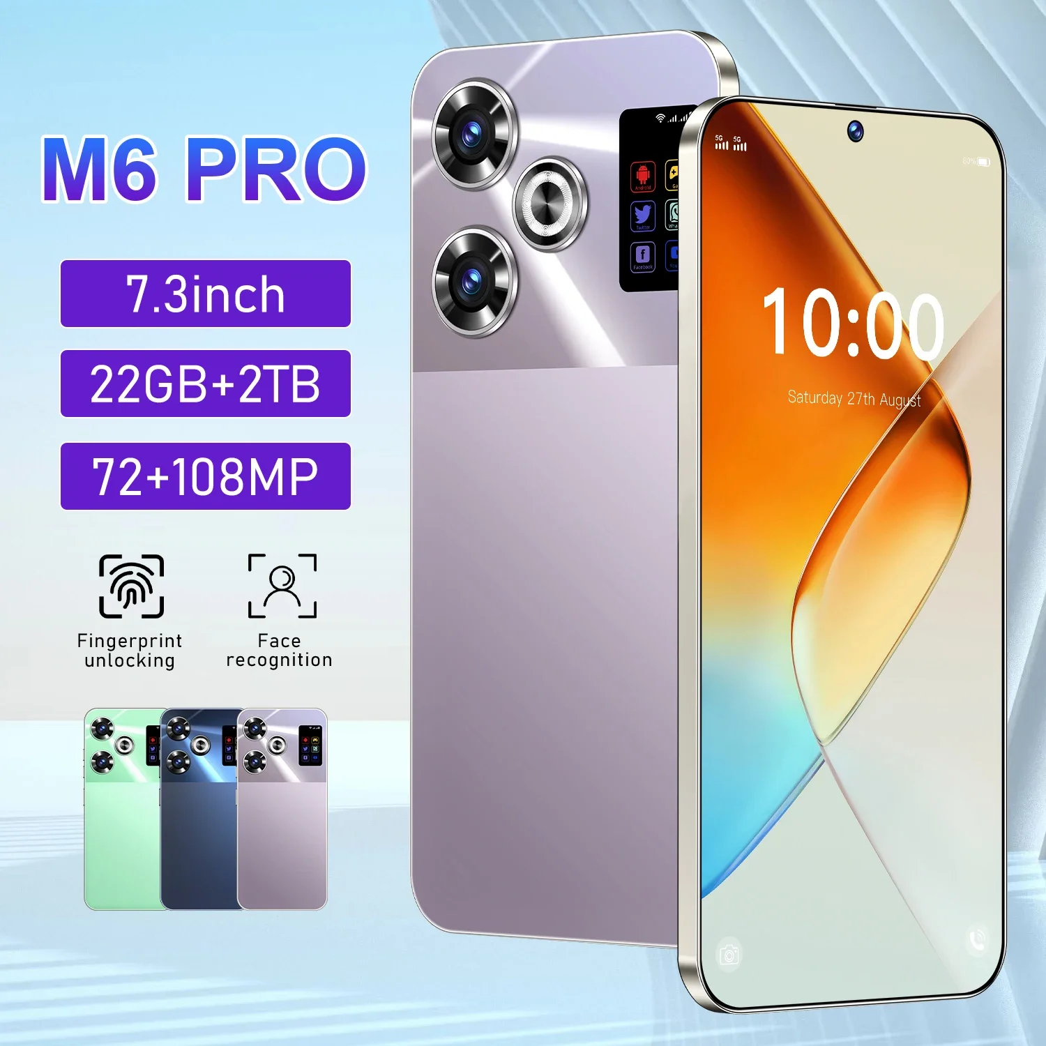 Оригинальный смартфон M6 Pro, телефон с диагональю 7,3 дюйма, HD, 22G +, телефон с двумя SIM-картами, мобильные телефоны 50 + 108 МП, 8000 мАч, Android 14, разблокированные телефоны
Оригинальный смартфон M6 Pro, телефон с диагональю 7,3 дюйма, HD, 22G +, телефон с двумя SIM-картами, мобильные телефоны 50 + 108 МП, 8000 мАч, Android 14, разблокированные телефоны
