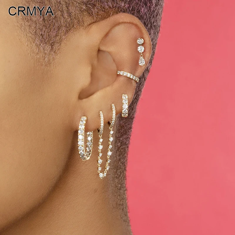 CRMYA Gold-color Women's Earrings Set Vintage Cubic Zirconia Clip Hoop Chain Earrings for Women Fashion Jewelry Wholesale
CRMYA Gold-color Women's Earrings Set Vintage Cubic Zirconia Clip Hoop Chain Earrings for Women Fashion Jewelry Wholesale