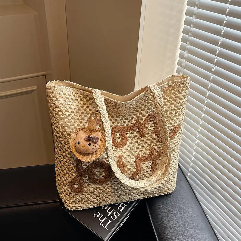 Sanrio New Fashionable Knitted Cartoon Hello Kitty High Quality Handbag for Women, Versatile Large Capacity Beach Tote Bag
Sanrio New Fashionable Knitted Cartoon Hello Kitty High Quality Handbag for Women, Versatile Large Capacity Beach Tote Bag