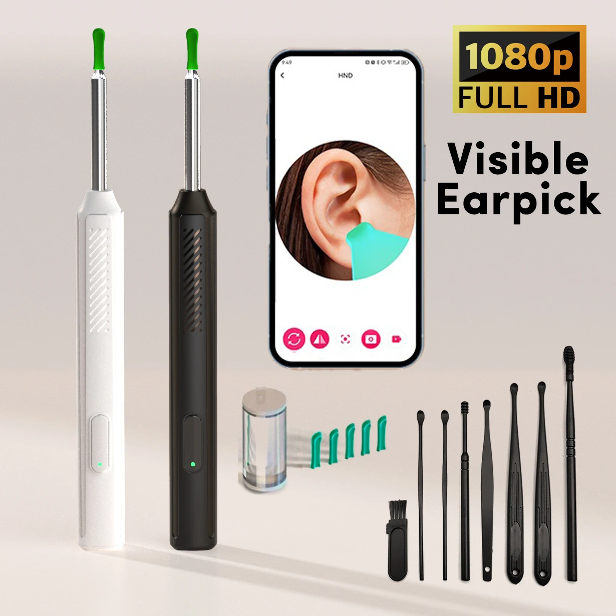 Ear wax cleaning kit with camera, equipped with 6 replaceable spoon heads, ear wax removal tool, USB power supply, APP viewing
Ear wax cleaning kit with camera, equipped with 6 replaceable spoon heads, ear wax removal tool, USB power supply, APP viewing