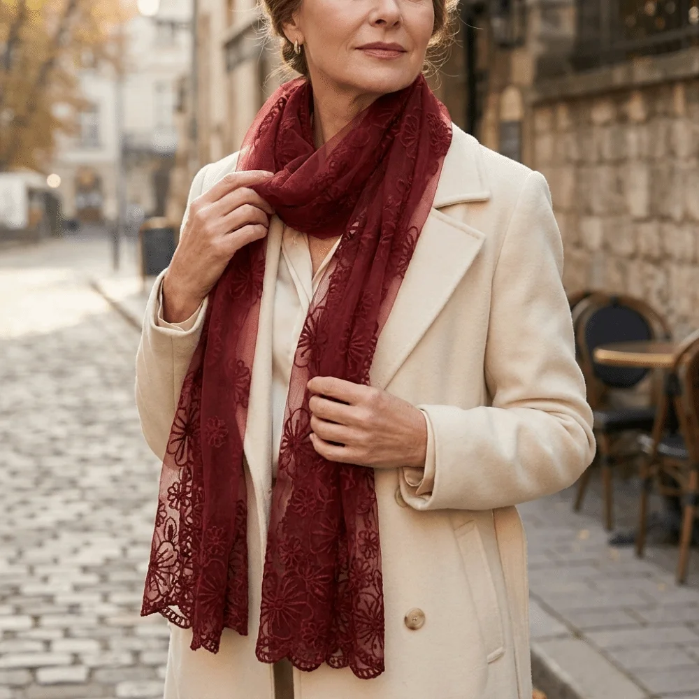 Retro Elegant Lace Scarf Retro Style Literary Embroidered Flower Shawl Long Thin Thin Korean Version Scarf Women's Wear
Retro Elegant Lace Scarf Retro Style Literary Embroidered Flower Shawl Long Thin Thin Korean Version Scarf Women's Wear