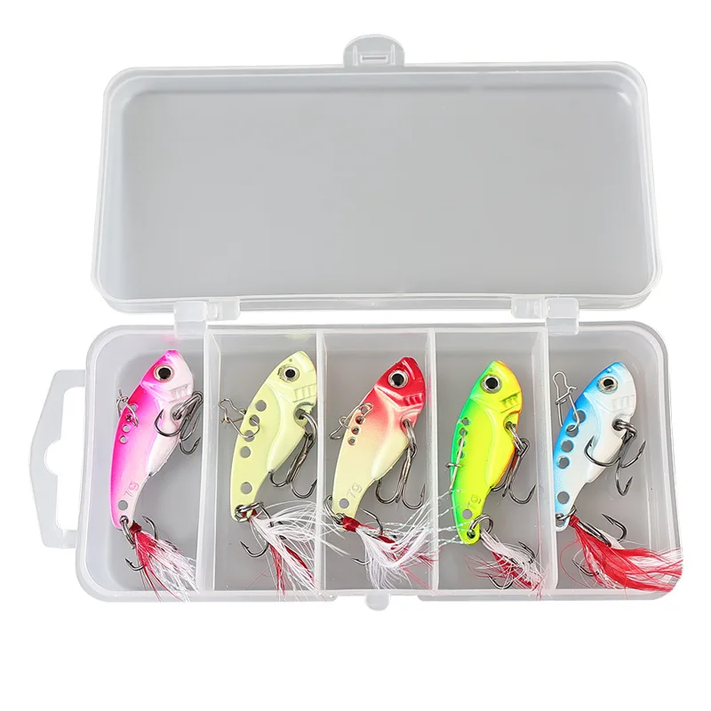 5pcs Fishing Lure 8cm7g Metal VIB Lure with Feather Treble Hooks for Saltwater Freshwater Bass Culter Fishing Tackle
5pcs Fishing Lure 8cm7g Metal VIB Lure with Feather Treble Hooks for Saltwater Freshwater Bass Culter Fishing Tackle