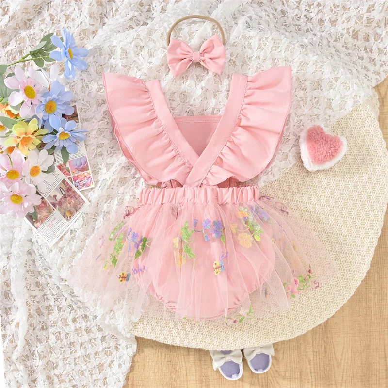 Baby Girl Summer Outfits Ruffle Sleeveless Square Neck Floral Romper with Headband Set Newborn Clothes
Baby Girl Summer Outfits Ruffle Sleeveless Square Neck Floral Romper with Headband Set Newborn Clothes