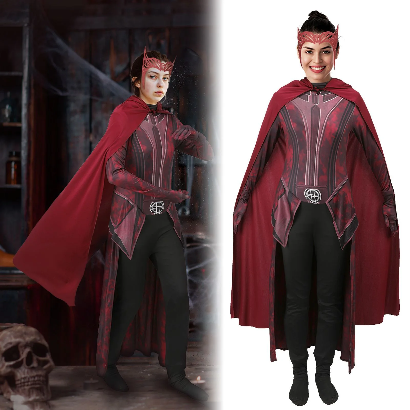 Women Girls Scarlet Witch Cosplay Halloween Costume Movie Superhero Cos Jumpsuit and Cloak Outfit for Party Carnival
Women Girls Scarlet Witch Cosplay Halloween Costume Movie Superhero Cos Jumpsuit and Cloak Outfit for Party Carnival