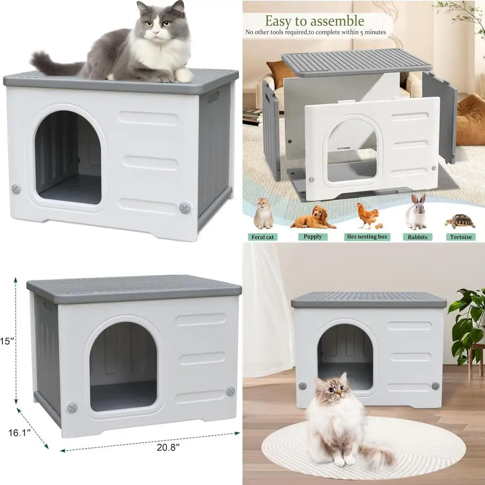 Weatherproof Indoor/Outdoor Cat Shelter for Feral Cats, Easy Assembly & Cleaning - Grey
Weatherproof Indoor/Outdoor Cat Shelter for Feral Cats, Easy Assembly & Cleaning - Grey