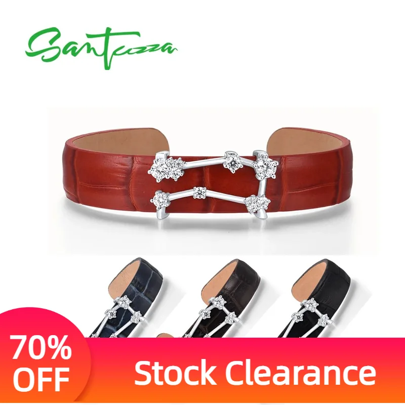 SANTUZZA 925 Sterling Silver Bracelet Bangle for Women Adjustable Red/Black/Blue Leather Gemini Constellation Gift Fine Jewelry
SANTUZZA 925 Sterling Silver Bracelet Bangle for Women Adjustable Red/Black/Blue Leather Gemini Constellation Gift Fine Jewelry