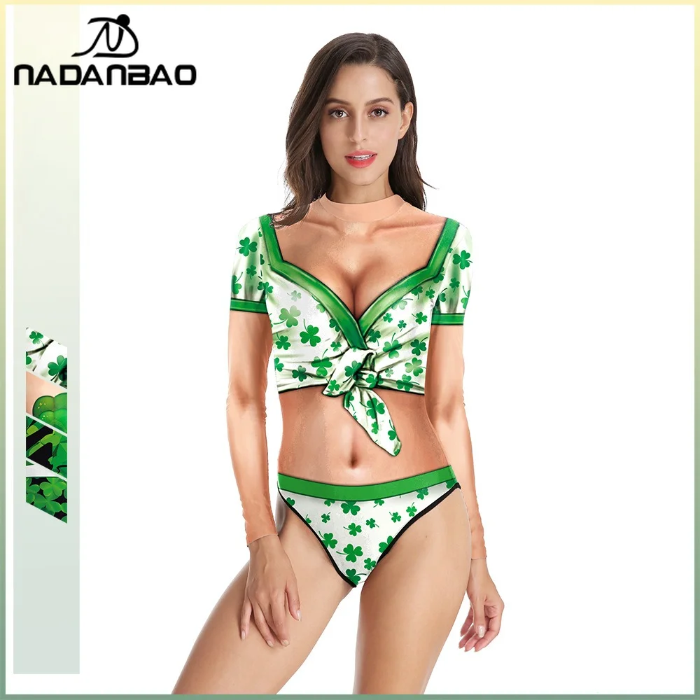 Купальник Nadanbao с принтом клевера ко Дню Святого Патрика, зеленый, с узором в полоску «скелет», женский, цельный, с длинным рукавом
Купальник Nadanbao с принтом клевера ко Дню Святого Патрика, зеленый, с узором в полоску «скелет», женский, цельный, с длинным рукавом