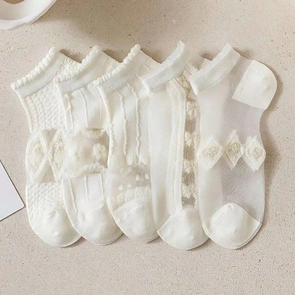 5 Pairs Bow Pattern Ankle Invisable Socks Low Tube Casual Style With Patterns Cute and Graceful In Cream White Comfortable
5 Pairs Bow Pattern Ankle Invisable Socks Low Tube Casual Style With Patterns Cute and Graceful In Cream White Comfortable