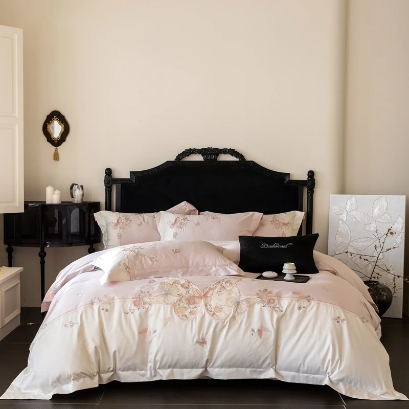 Butterfly Flowers Embroidery Bedding Set 1000TC Egyptian Cotton Blue/Pink Duvet Cover Bed Sheet/Fitted Sheet Pillowcases 4Pcs
Butterfly Flowers Embroidery Bedding Set 1000TC Egyptian Cotton Blue/Pink Duvet Cover Bed Sheet/Fitted Sheet Pillowcases 4Pcs
