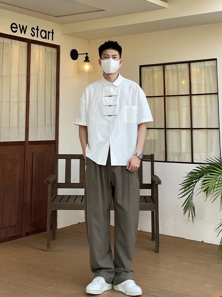 New Chinese Style Men's Shirt White Short Sleeve Five-Quarter Button-Up Wedding Outfit Fashionable Summer Casual Polyester Fiber
New Chinese Style Men's Shirt White Short Sleeve Five-Quarter Button-Up Wedding Outfit Fashionable Summer Casual Polyester Fiber