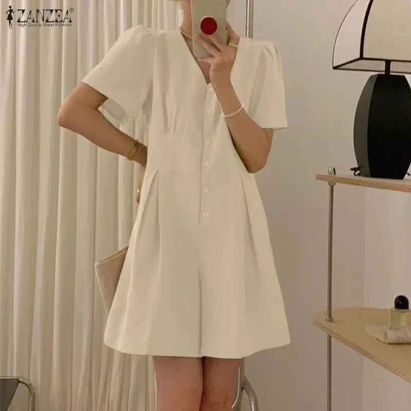 Женский повседневный комбинезон ZANZEA, однотонный, с V-образным вырезом, коротким рукавом, на пуговицах, летний, 2026, уличный стиль, размеры S-3XL
Женский повседневный комбинезон ZANZEA, однотонный, с V-образным вырезом, коротким рукавом, на пуговицах, летний, 2026, уличный стиль, размеры S-3XL
