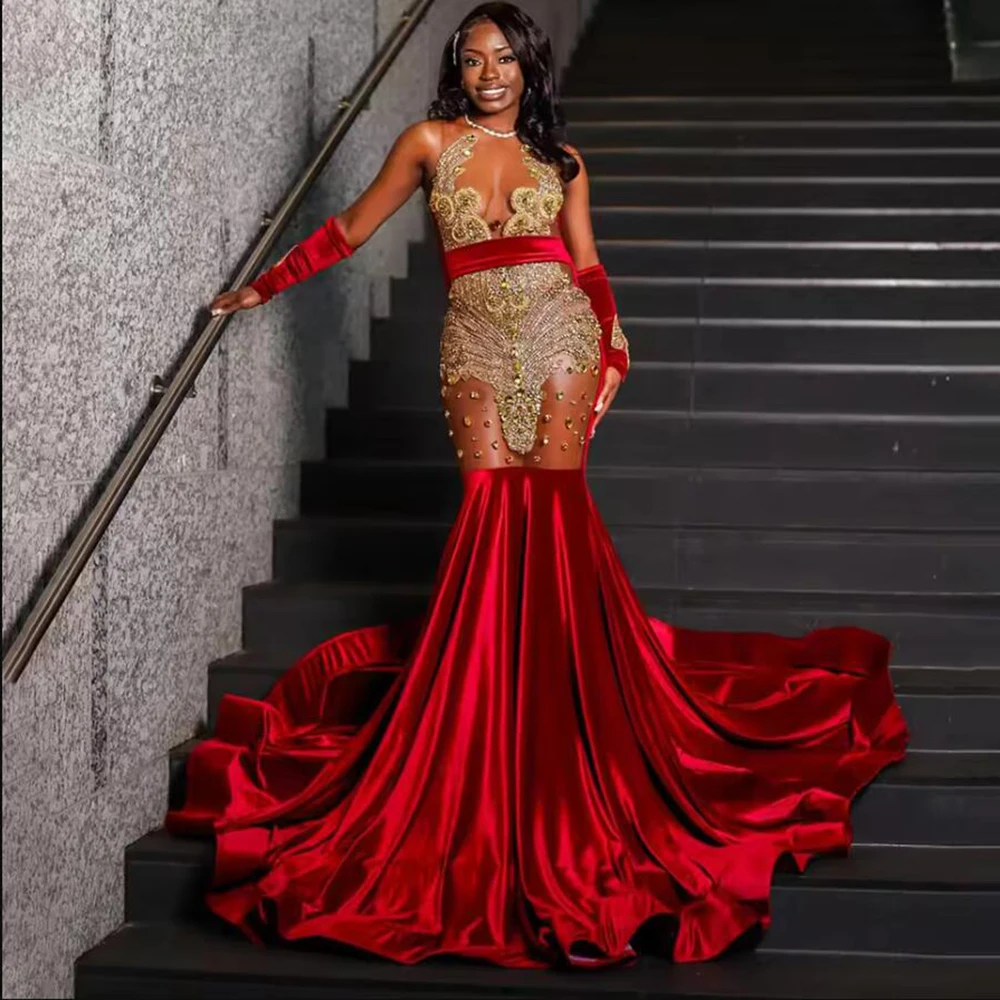 Luxury Diamond Beaded Mermaid Prom Dress For Black Girls O Neck Illusion Tulle Evening Gown Customzied Women Birthday Clothing
Luxury Diamond Beaded Mermaid Prom Dress For Black Girls O Neck Illusion Tulle Evening Gown Customzied Women Birthday Clothing
