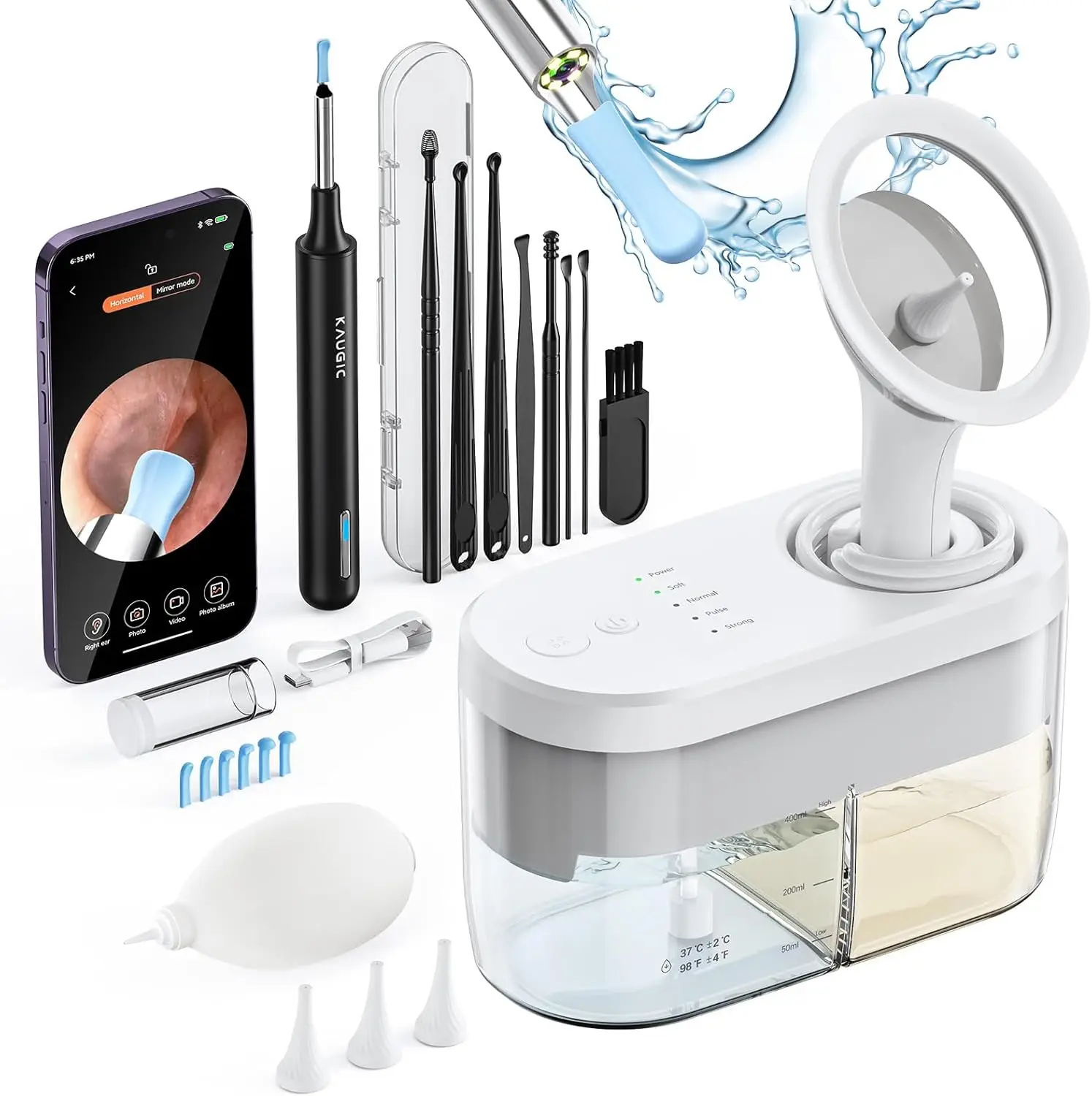 Ear Wax Removal Tool with 1080 HD Camera, Flushing System & Cleaner for Adults, One-Piece Waste Tank, White XL Kit
Ear Wax Removal Tool with 1080 HD Camera, Flushing System & Cleaner for Adults, One-Piece Waste Tank, White XL Kit