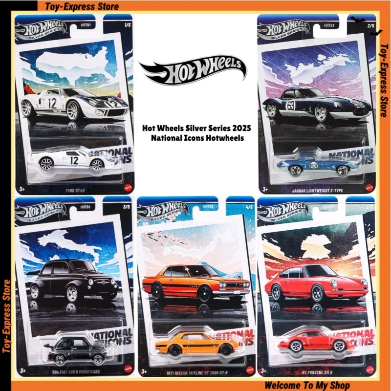 Hot Wheels Silver Series 2025 National Icons Hotwheels 1/64 Модель автомобиля Ford Jaguar Fiat Nissan Porsche Коллекционные игрушки для мальчиков и детей
Hot Wheels Silver Series 2025 National Icons Hotwheels 1/64 Модель автомобиля Ford Jaguar Fiat Nissan Porsche Коллекционные игрушки для мальчиков и детей