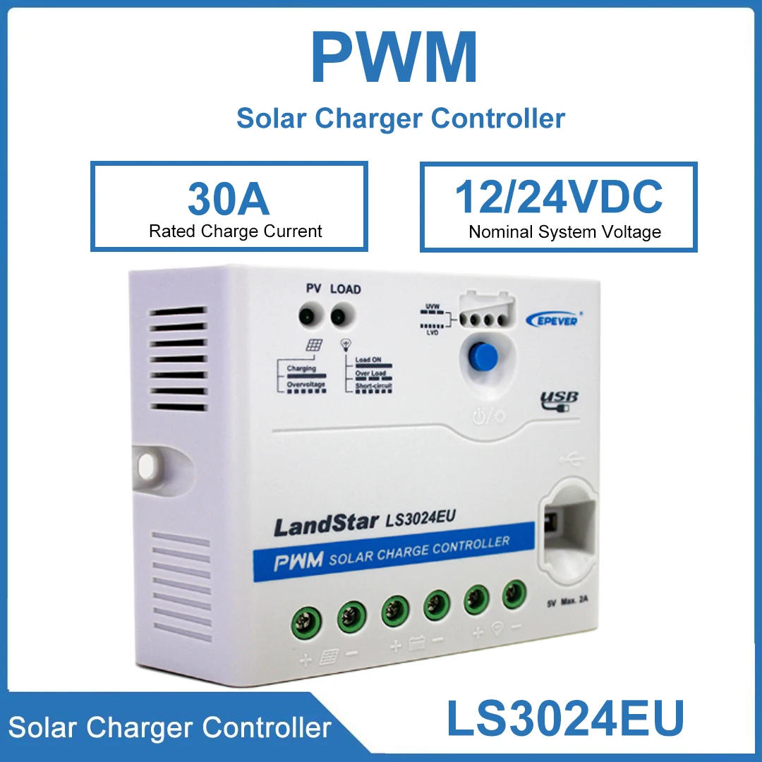 LS3024EU 30A EPEVER PWM Solar Charge Controller Regulators Programmable Max Pv Input Voltage 50V Solar Panel Battery Regulator
LS3024EU 30A EPEVER PWM Solar Charge Controller Regulators Programmable Max Pv Input Voltage 50V Solar Panel Battery Regulator