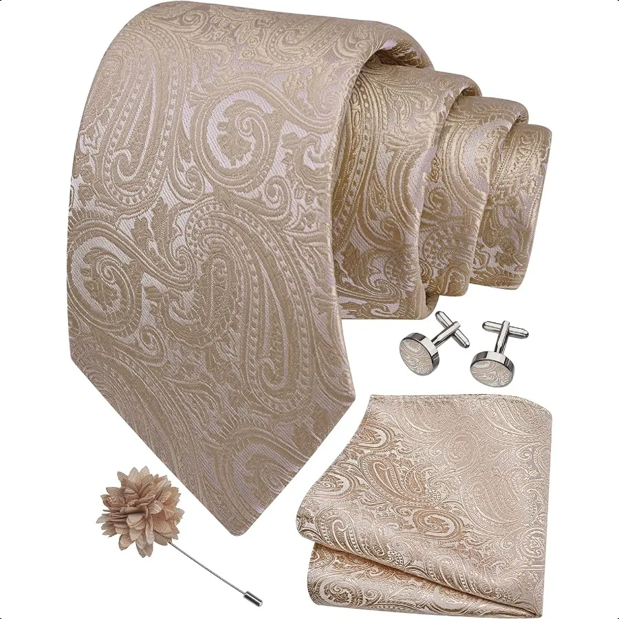 GUSLESON 3.15" 8cm Mens Tie and Lapel Pin Paisley Necktie Hankerchief Cufflinks Set for Men
GUSLESON 3.15" 8cm Mens Tie and Lapel Pin Paisley Necktie Hankerchief Cufflinks Set for Men