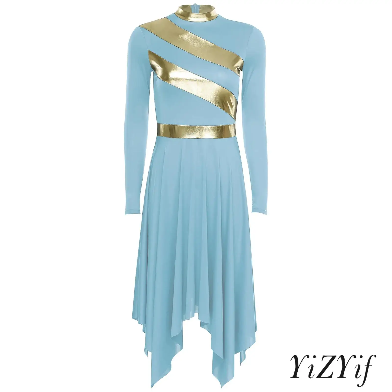 Womens Elegant Long Sleeve Dance Dress Glamorous Metallic Design Stretchy Comfort for Worship Lyrical Liturgical Performance
Womens Elegant Long Sleeve Dance Dress Glamorous Metallic Design Stretchy Comfort for Worship Lyrical Liturgical Performance