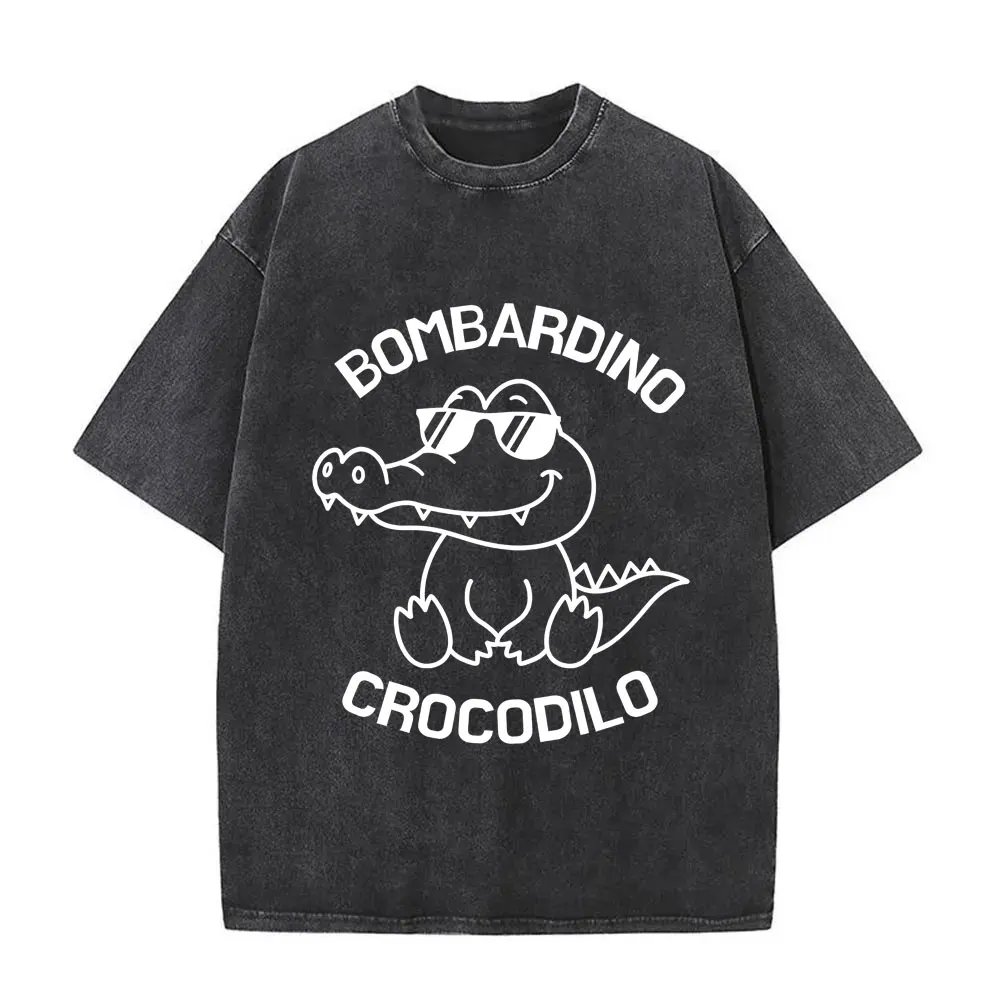 Bombardiro Crocodilo Cute Funny Crocodile Meme Graphic Vintage Washed T-shirt Men Women Hilarious Brain Rot Memes Short Sleeve
Bombardiro Crocodilo Cute Funny Crocodile Meme Graphic Vintage Washed T-shirt Men Women Hilarious Brain Rot Memes Short Sleeve