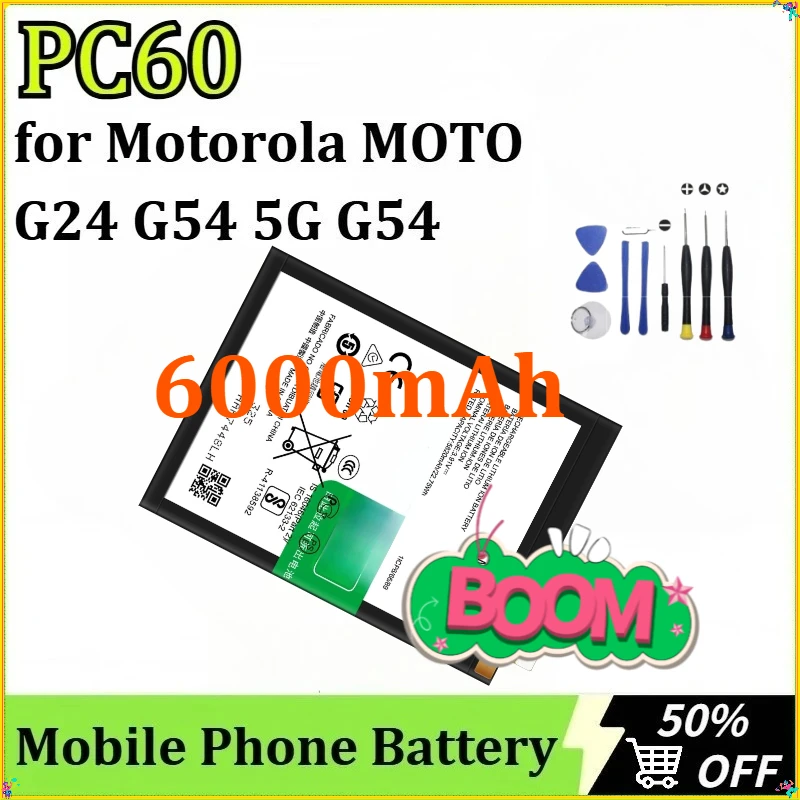 For Motorola MOTO G24 G54 5G G54 Power 5G Replacement Battery High-Capacity Replacement Mobile Phone Battery PC60 6000mAh+ Tools
For Motorola MOTO G24 G54 5G G54 Power 5G Replacement Battery High-Capacity Replacement Mobile Phone Battery PC60 6000mAh+ Tools
