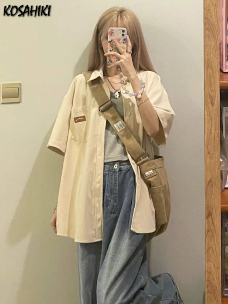 Japanese Vintage Single Breasted Grunge Shirts Women Pocket Y2k Aesthetic Blouses Oversized Apricot Harajuku Blusas Outerwear
Japanese Vintage Single Breasted Grunge Shirts Women Pocket Y2k Aesthetic Blouses Oversized Apricot Harajuku Blusas Outerwear