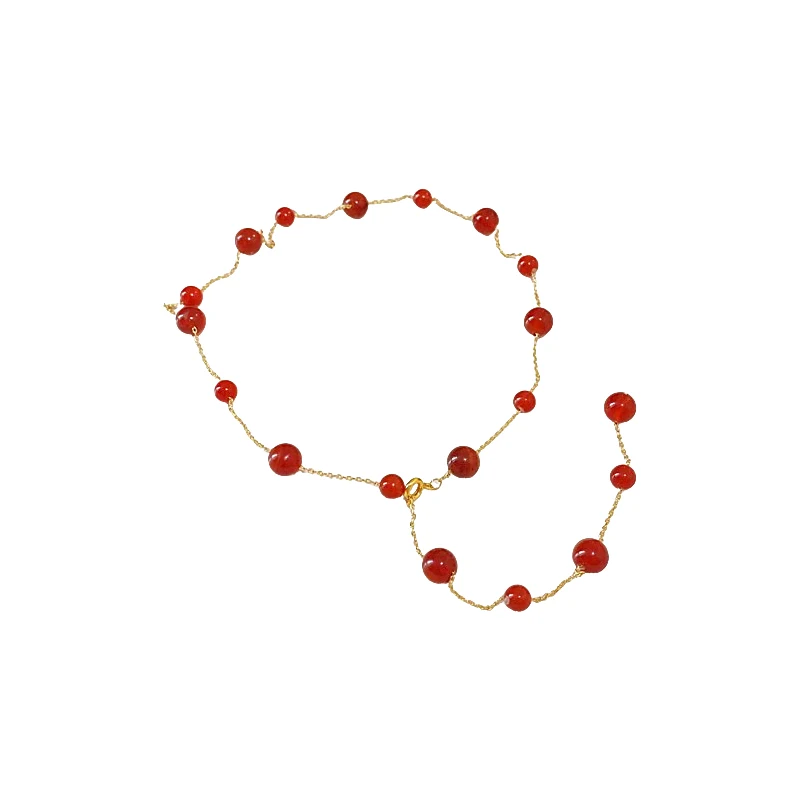 Agate Y-shaped necklace, collarbone chain, light luxury temperament, high-end neck chain, accessories red.
Agate Y-shaped necklace, collarbone chain, light luxury temperament, high-end neck chain, accessories red.