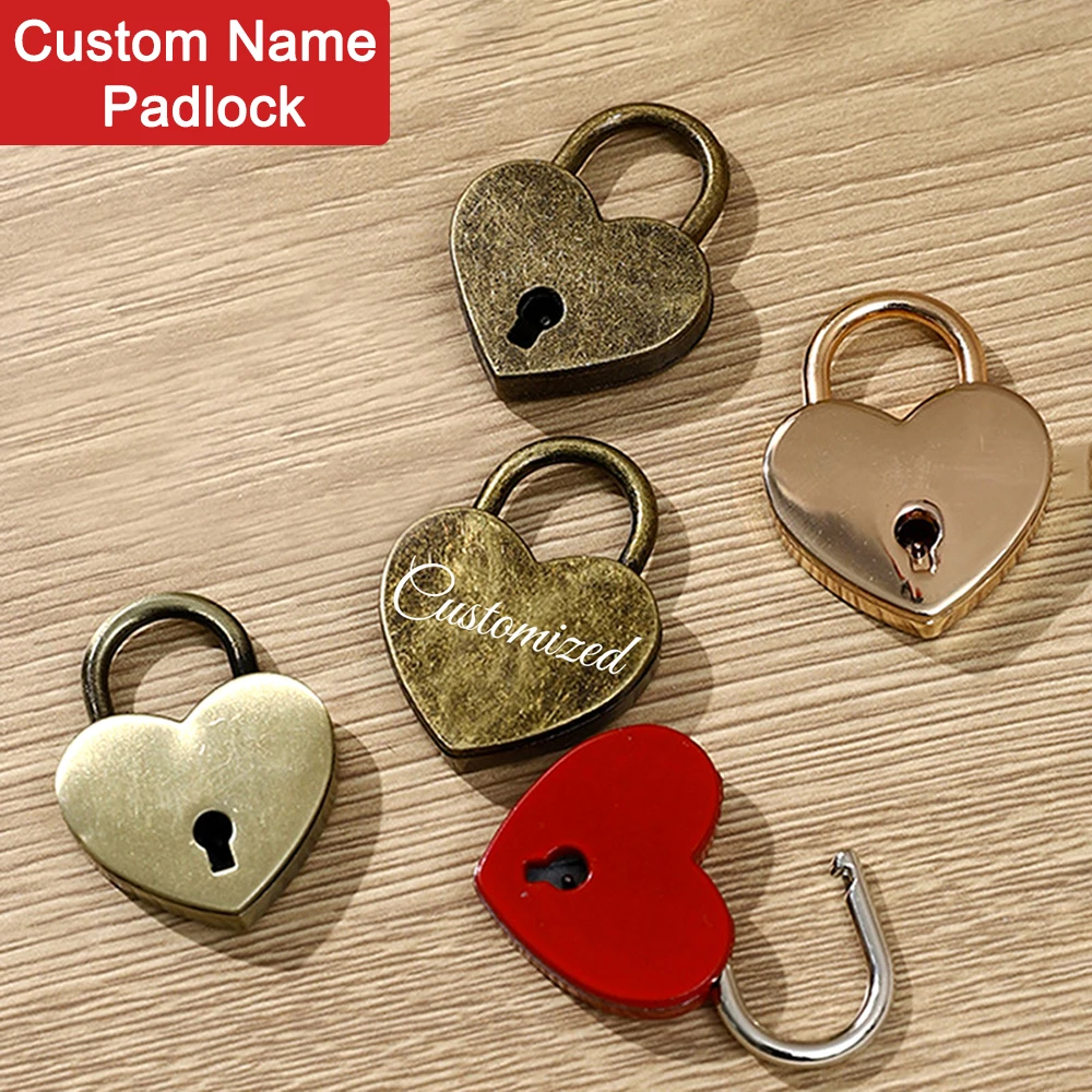 Mini Vintage Custom Name Padlock Personalized Name Bag Suitcase Luggage Box Lock With Key Heart Shape Metal Customized Name Lock
Mini Vintage Custom Name Padlock Personalized Name Bag Suitcase Luggage Box Lock With Key Heart Shape Metal Customized Name Lock