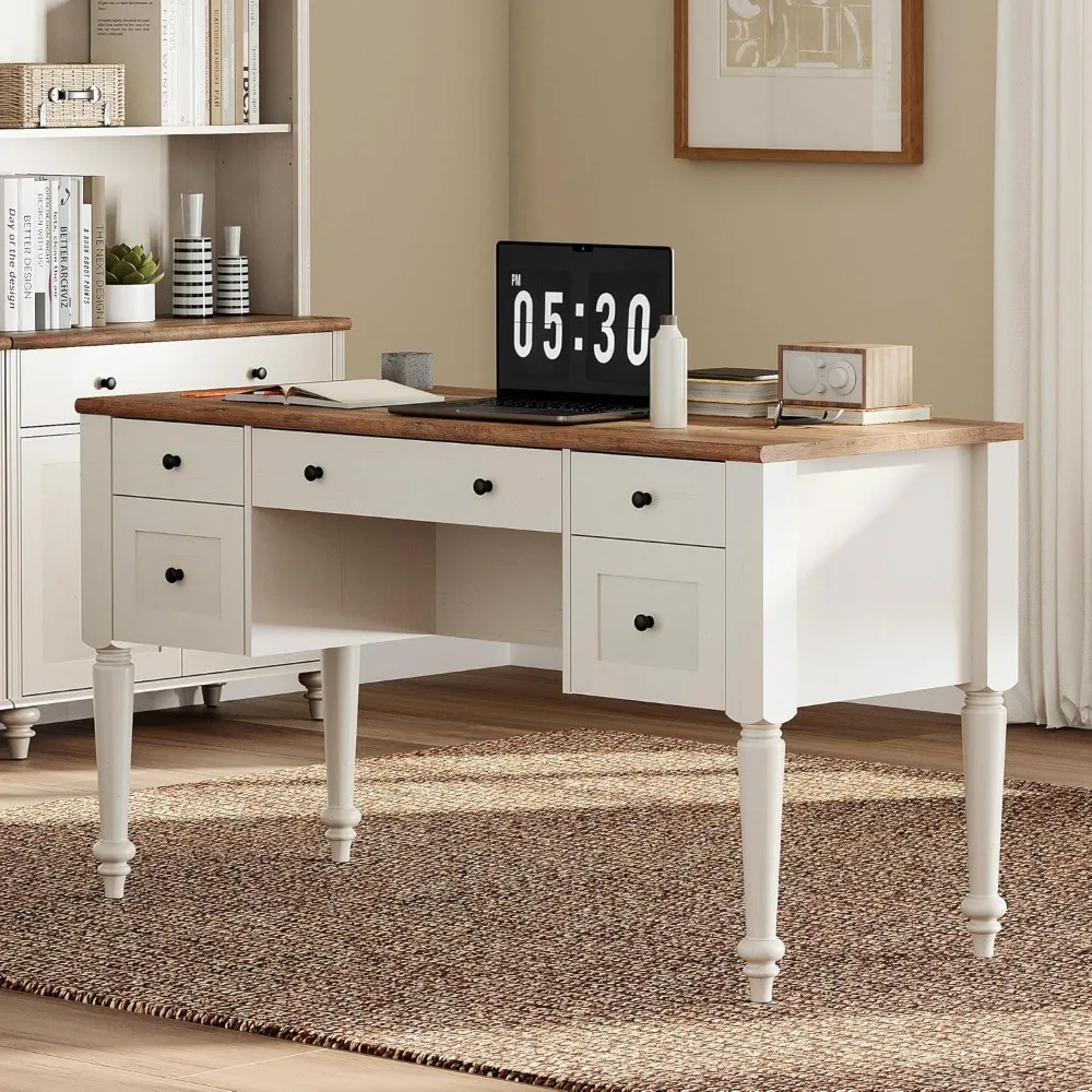 Executive Farmhouse Desk with 5 Drawers, Home Office Charging Station, Wood Computer Desk with File Storage
Executive Farmhouse Desk with 5 Drawers, Home Office Charging Station, Wood Computer Desk with File Storage