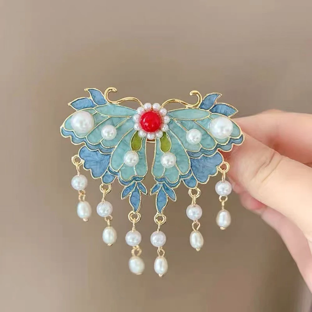 New Chinese Style Butterfly Enamel Hair Clip Gold Alloy Tassel Barrette Women Hanfu Cheongsam Side Bangs Accessories Gift
New Chinese Style Butterfly Enamel Hair Clip Gold Alloy Tassel Barrette Women Hanfu Cheongsam Side Bangs Accessories Gift