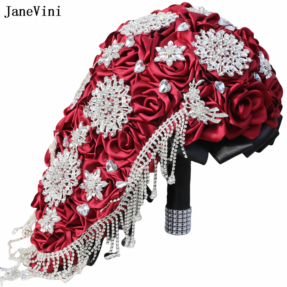 JaneVini 2025 Gorgeous Diamond Tassels Waterfall Bridal Bouquets Handmade Cascading Dark Red Roses Wedding Bride Flowers Bouquet
JaneVini 2025 Gorgeous Diamond Tassels Waterfall Bridal Bouquets Handmade Cascading Dark Red Roses Wedding Bride Flowers Bouquet